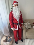 Strój Świętego Mikołaja na Boże Narodzenie z gęsta brodą 