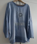 Duża bluzda size plus XXXL/ 46 bawełna wiskoza luźna przewiewna niebieska 