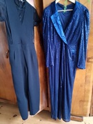 Eleganckie wieczorowe kombinezony, Spodnium, koronka, cekiny