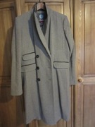 Plaszcz Bezowo- szary z wykonczeniami ze skory  Vincent Camuto  Rozmiar L