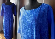 Elegancka wyjściowa sukienka chabrowa  zdobiona 50