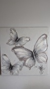 Ręcznie malowany obraz 80x80 (cm) motyle na płótnie 