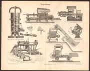 POZYSKIWANIE TORFU litografia z 1888 roku ORYGINAŁ