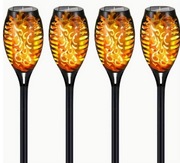 Płonące pochodnie solarne LED 5 sztuk do ogrodu złoty płomień solidne