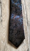 Jedwabny krawat Lambert _ niebiesko _ fioletowo _ czarno _ brązowy _ 6 cm