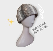 Czapka wełna 75 % wełniana beżowo brązowa