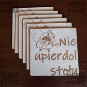 Podkładki pod kubek/szklankę 10x10cm, drewno grawer #MiszMówiszMasz