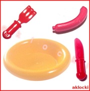 LEGO 6256 TALERZ 93082h NÓŻ 93082i WIDELEC 33078 KIEŁBASKA parówka