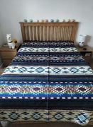 Piękna i ciepła narzuta (koc) z wełną z alpaki, oryginalny wzor!