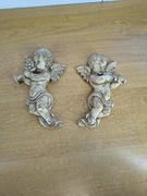 Zestaw dekoracyjnych aniołków ściennych – gips – 2 sztuki