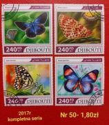 Znaczki fauna:50: motyle, owady- Dżibuti 2017r 
