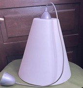 Lampa sufitowa wisząca z kloszem ze szkła białego stara piękna 