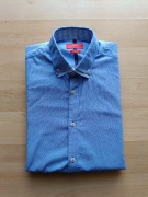Koszula błękitna Zara Men M slim fit bawełna paski kołnierzyk