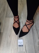 (40) ASOS/ CZARNE baleriny z zapięciem z Londynu, NOWE 
