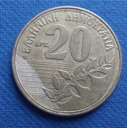 Moneta Grecja 20 drachm 1990