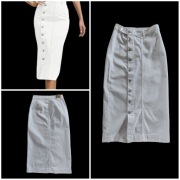 Przepiękna biała jeansowa spódnica na guziki, rozmiar S, 100% bawełny