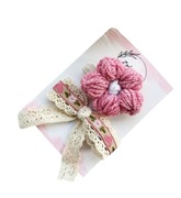 Wełniany kwiatuszek plus kokarda zestaw spinek