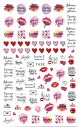 Naklejki na paznokcie Walentynki Serce Love Usta / duży arkusz