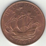 Wielka Brytania half penny 1/2 pensa 1967 - 25,4 mm - nr 4