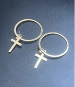 Kolczyki w kolorze złotym krzyże okrągłe koła vezzi