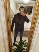 Szara tweedowa kurtka, zapięcie na ukos,H&M, rozm. L 