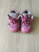 Skórzane różowe buty dziecięce trzewiki dla dziewczynki kwiatki Sunway 20