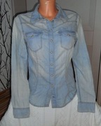 H&M Koszula Bluzka jeansowa perłowe zatrzaski 36 S #58