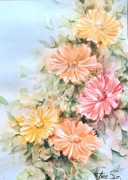 Obraz akwarele kwiaty malowany A4