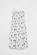 Prosta sukienka H&M L 40 biała w kwiaty niebieskie na lato bawełna wiskoza