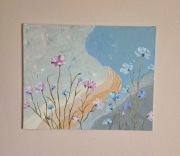 Obraz ręcznie malowany 24x30  abstrakcja kwiaty do salonu pokoju