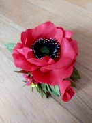 Spinka czerwony mak handmade