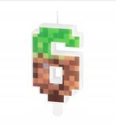 ŚWIECZKA  MINECRAFT CYFERKA 6 PIKSEL PIKSELE GRA URODZINOWA NA TORT
