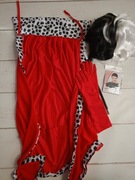 Strój królowej Cruella peruka siatka pod perukę rękawiczki 