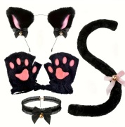 Strój przebranie kostium dziecięcy dla dorosłych kot czarny roz uniwersalny