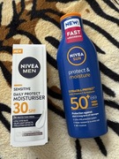 Krem balsam Nivea SPF 50+ Protect oraz Nivea Men Sensitive nawilżający