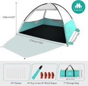 Namiot plażowy uniwersalny 2-4 osoby UPF 50+ ochrona przeciwsłoneczna 496