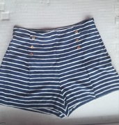Bermudy szorty spodenki w prążki bialo-granatowe damskie Zara r. 38 M