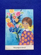 Leonia Janecka Wielkanoc Wesołych Świąt pocztówka 1962