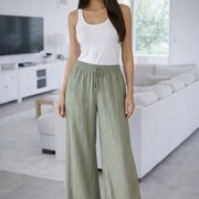 Luźne spodnie letnie zwiewne zielone L 