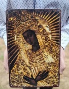 Obraz Matka Boska "Czarna Madonna" odlew z aluminium + pozłacany krzyż