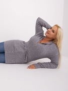 Szary rozpinany sweter plus size z kieszeniami