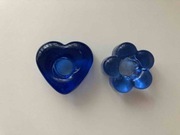 Niebieski świecznik grube szkło 2 szt. 