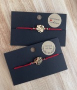 Bransoletka regulowana na sznurku liść monstery