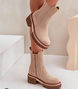 Buty botki bezowe trapery workery 40 kozaki ocieplane