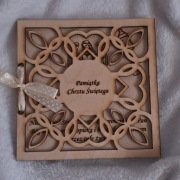 Pamiątka Chrztu Świętego - drewniana kartka z grawerem