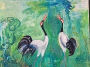 Żurawie obraz malowany na płótnie