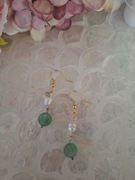 Kolczyki handmade srebro z naturalnych kamieni perły awenturyn 