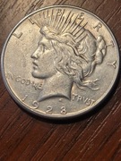 srebrna ORYGINALNA  moneta dolar POKOJU  rok 1928  S