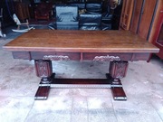 Duże biurko kompletne - odnowione , Dąb ciemny