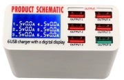 ProfesjonalnaStacja Ładująca Addap MCS-896 6xUSB 40W | Wyświetlacz LCD